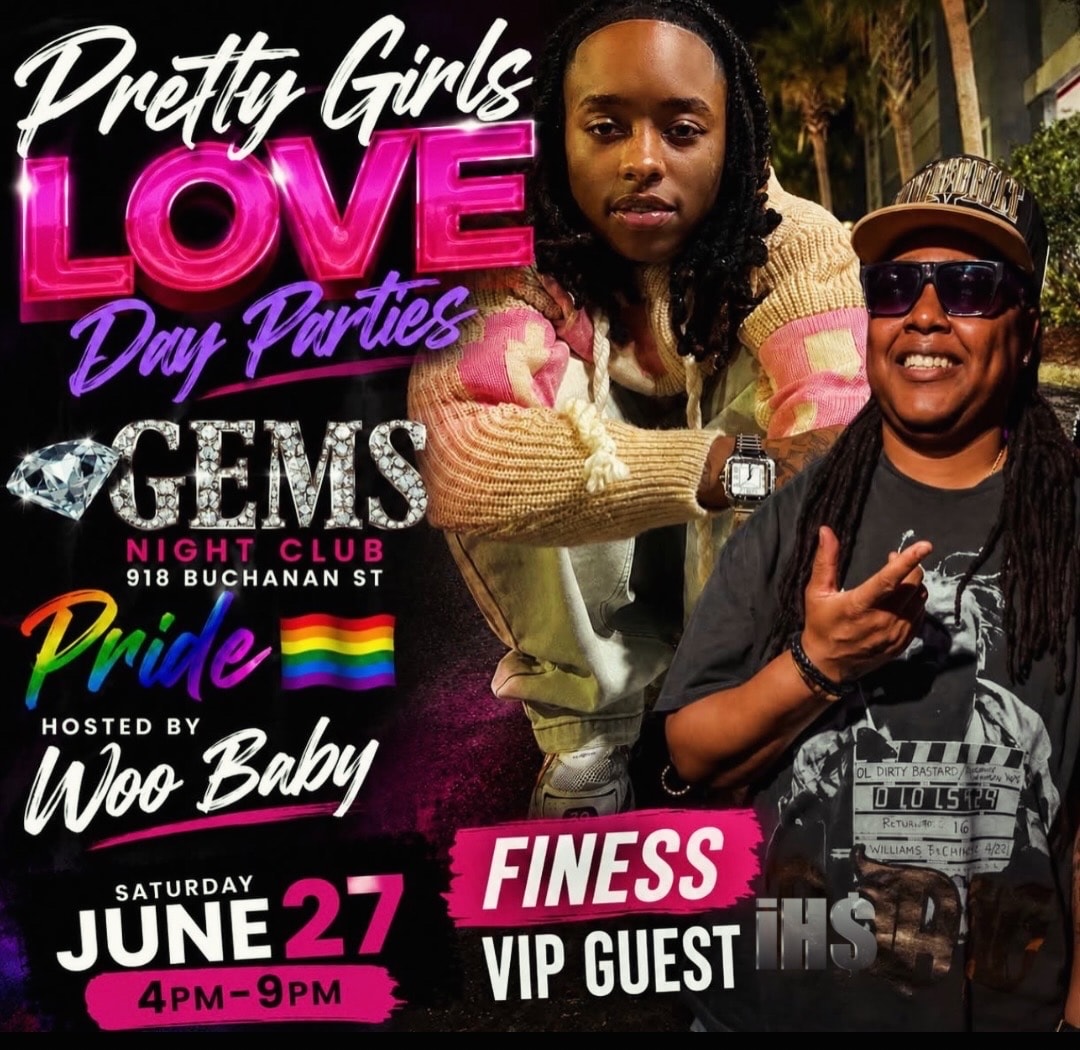 Pretty Girls Love Day Parties — Pride event at Gems Night Club, June 27, 4PM–9PM, hosted by Woo Baby